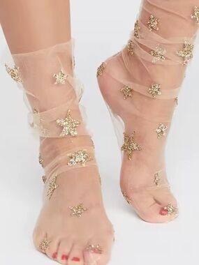 ⭐️ Golden Stars - Sheer Socks